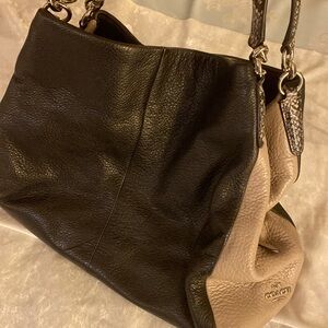 COACH Phoebe Hobo Shoulder Bag in Exotic Embossed Leather Trim
